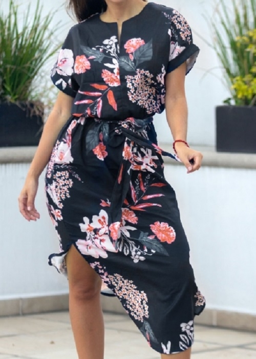 Kimono marineblå kjole